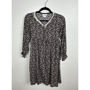 Vintage Fantastic Fractions by Ruth Girls Size 10 Made in USA Floral Dress 80s